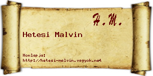 Hetesi Malvin névjegykártya